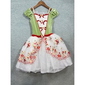 Revolution Dancewear Girls L Green Floral Ballet Dance Costume Dress Nutcracker